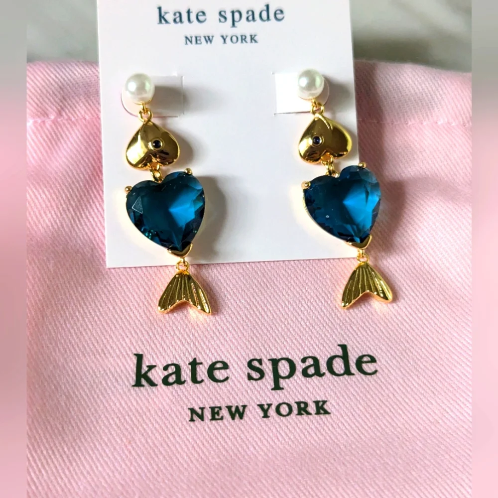 New Kate Spade What a Catch Fish Statement Earrings💙🐟💎